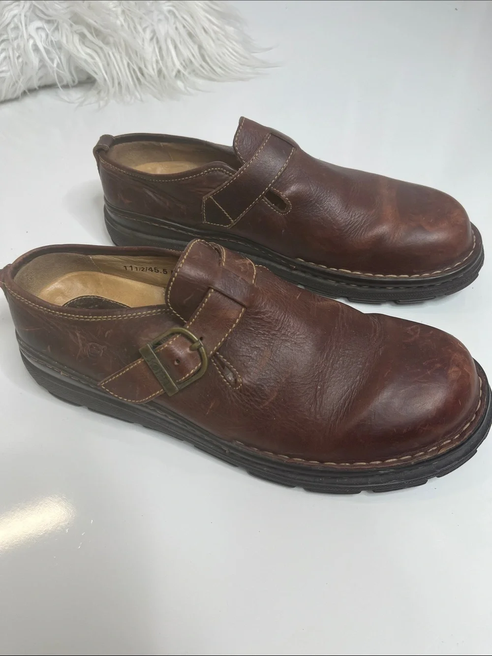 Born Monk Strap Brown Leather Slip-On Shoes Size 11.5